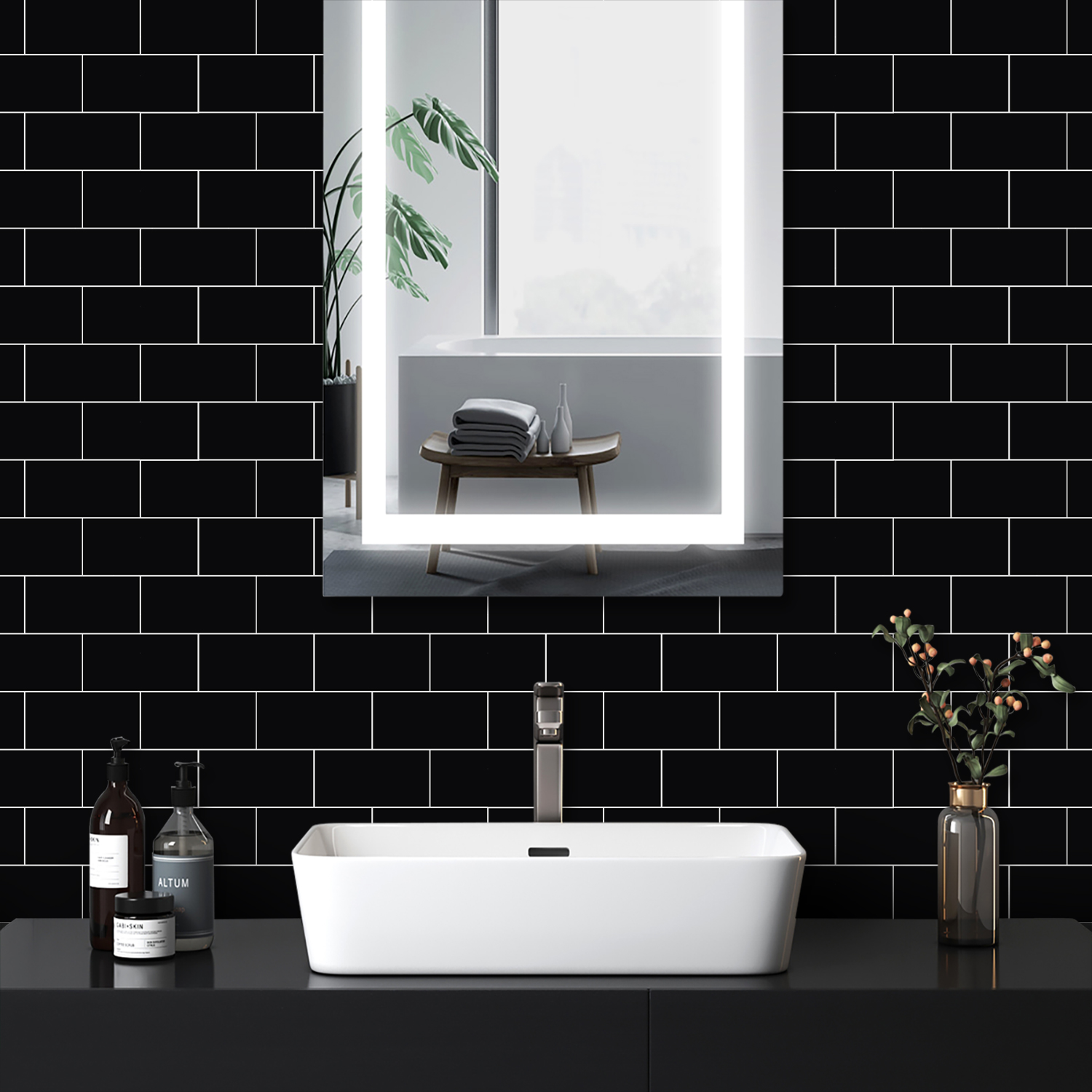 10pcs Black Embossed Marble Br - Home Bar Sink 评论和价格