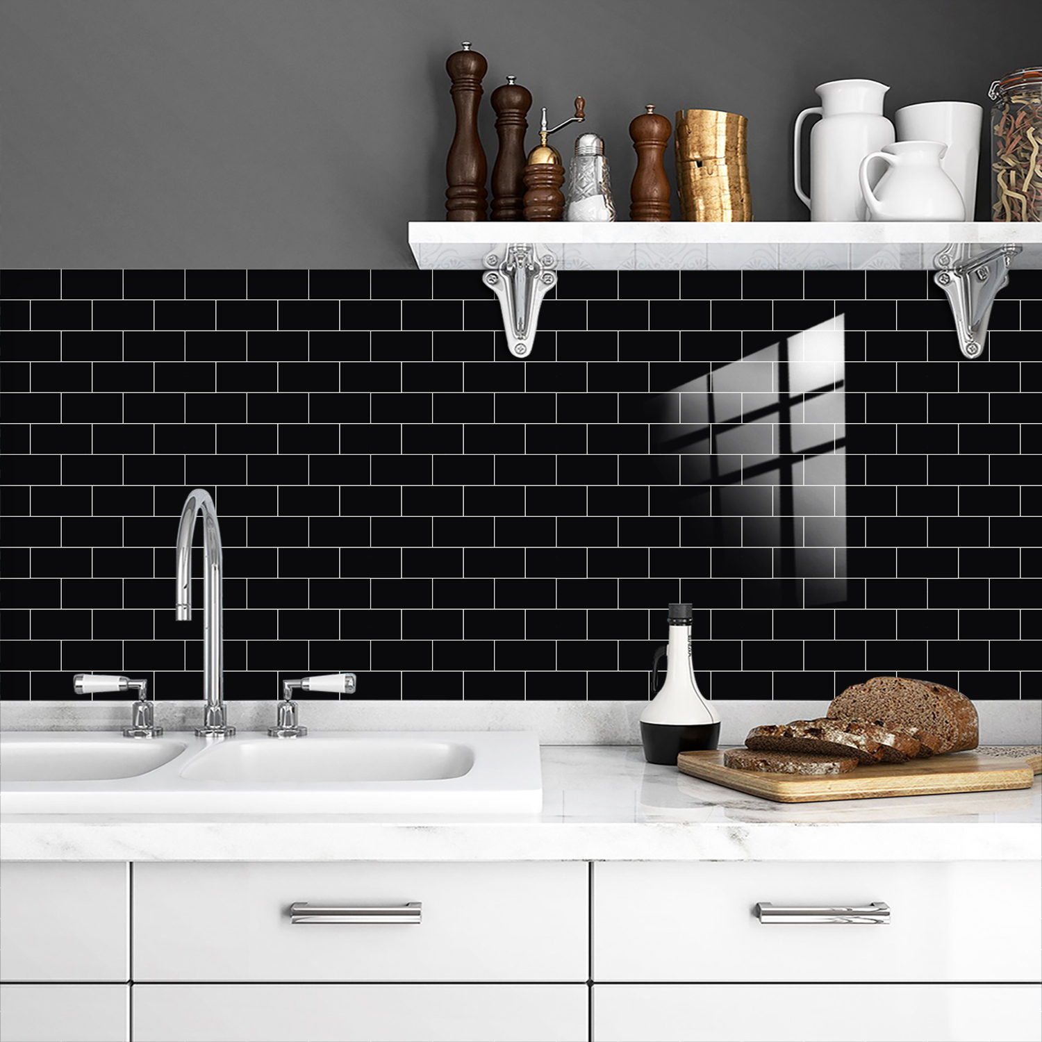10pcs Black Embossed Marble Br - Home Bar Sink 评论和价格