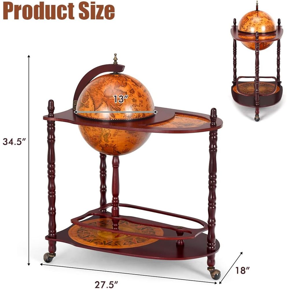 Vintage 34.5 Wheeled Globe Bar - Home Bar Shelves 评论和价格