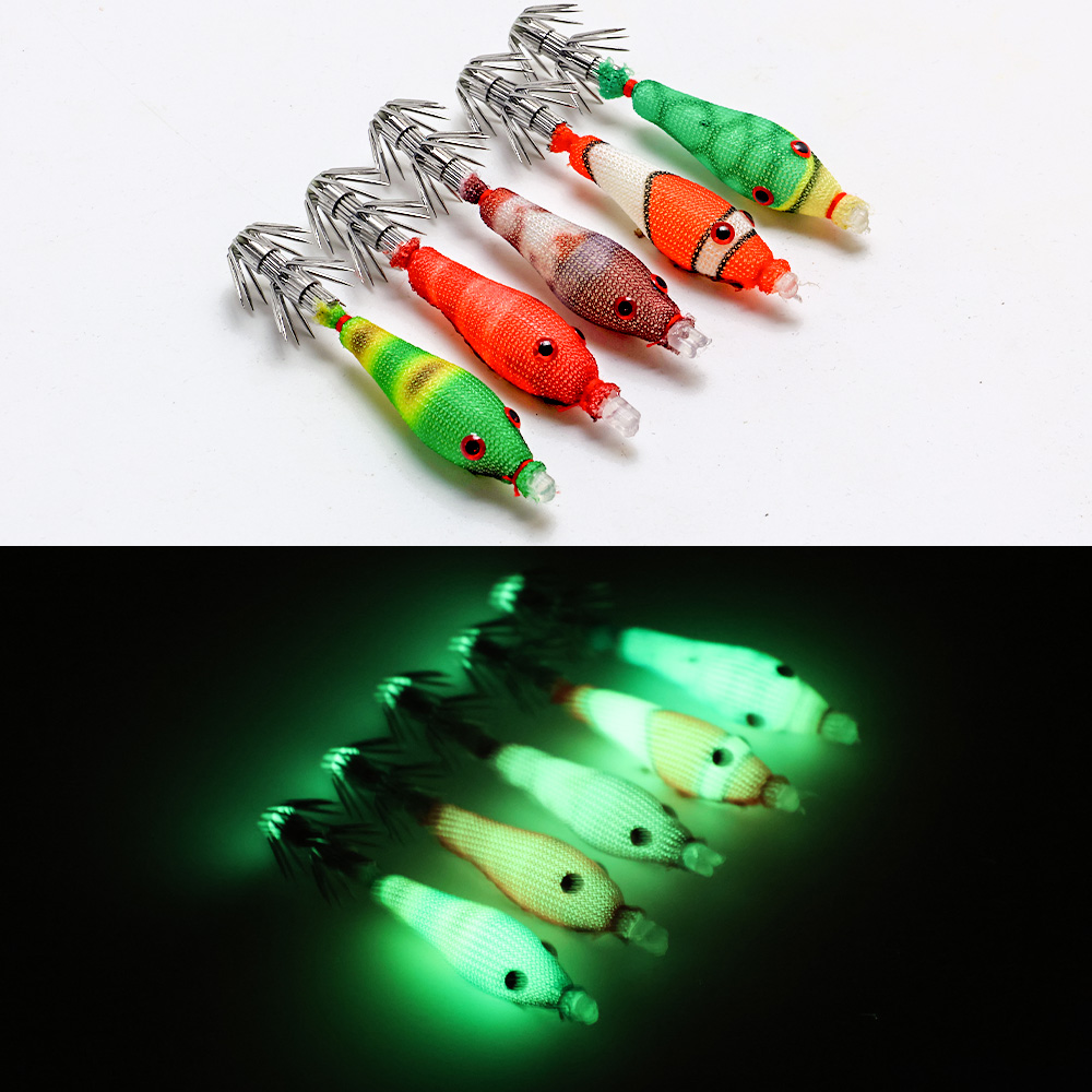 5 Pcs Squid Soft Baits, Lumino - Jigger Double Sided 评论和价格