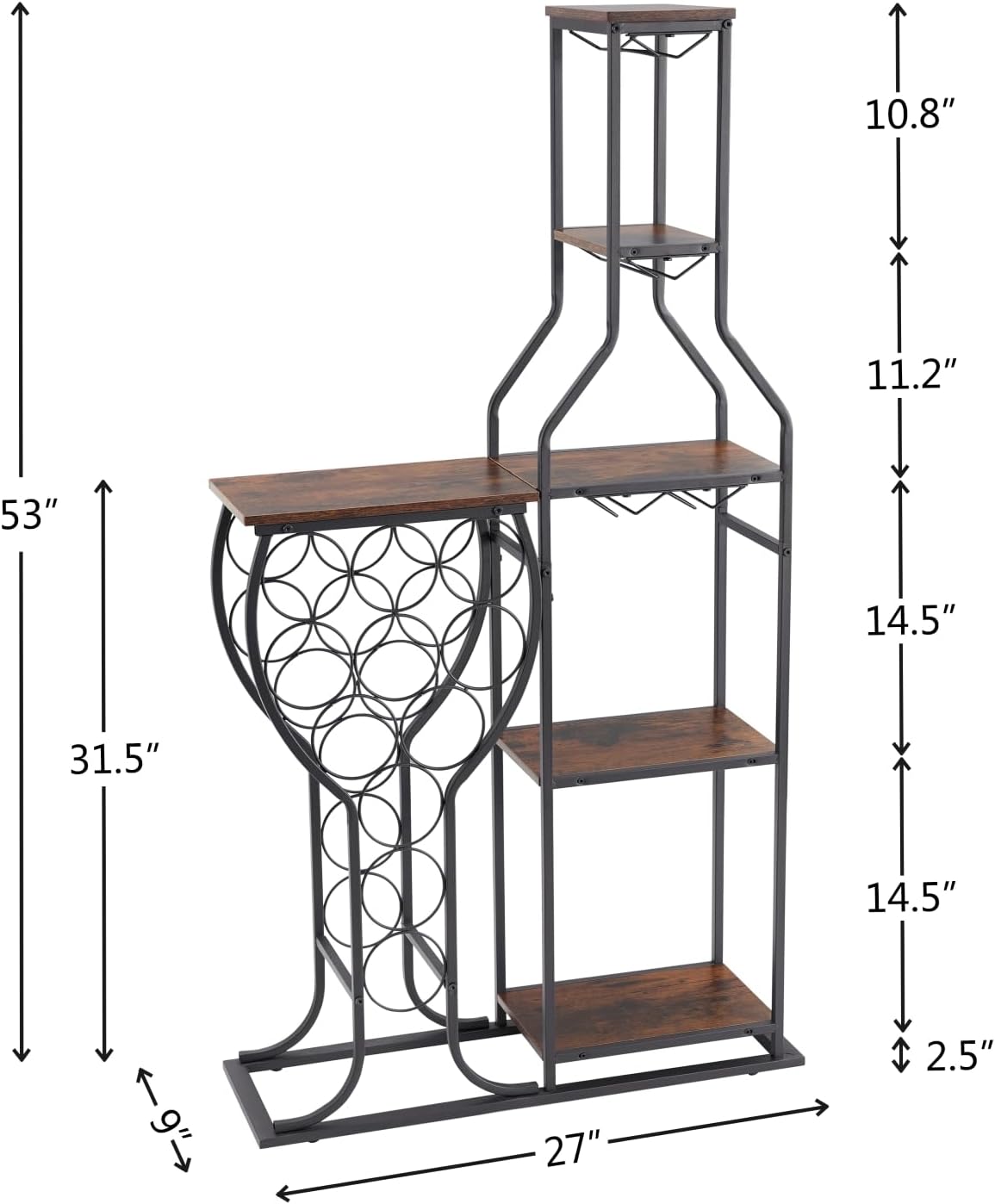 5-Tier Wine Rack Freestanding  - Home Bar And Cabinet 评论和价格