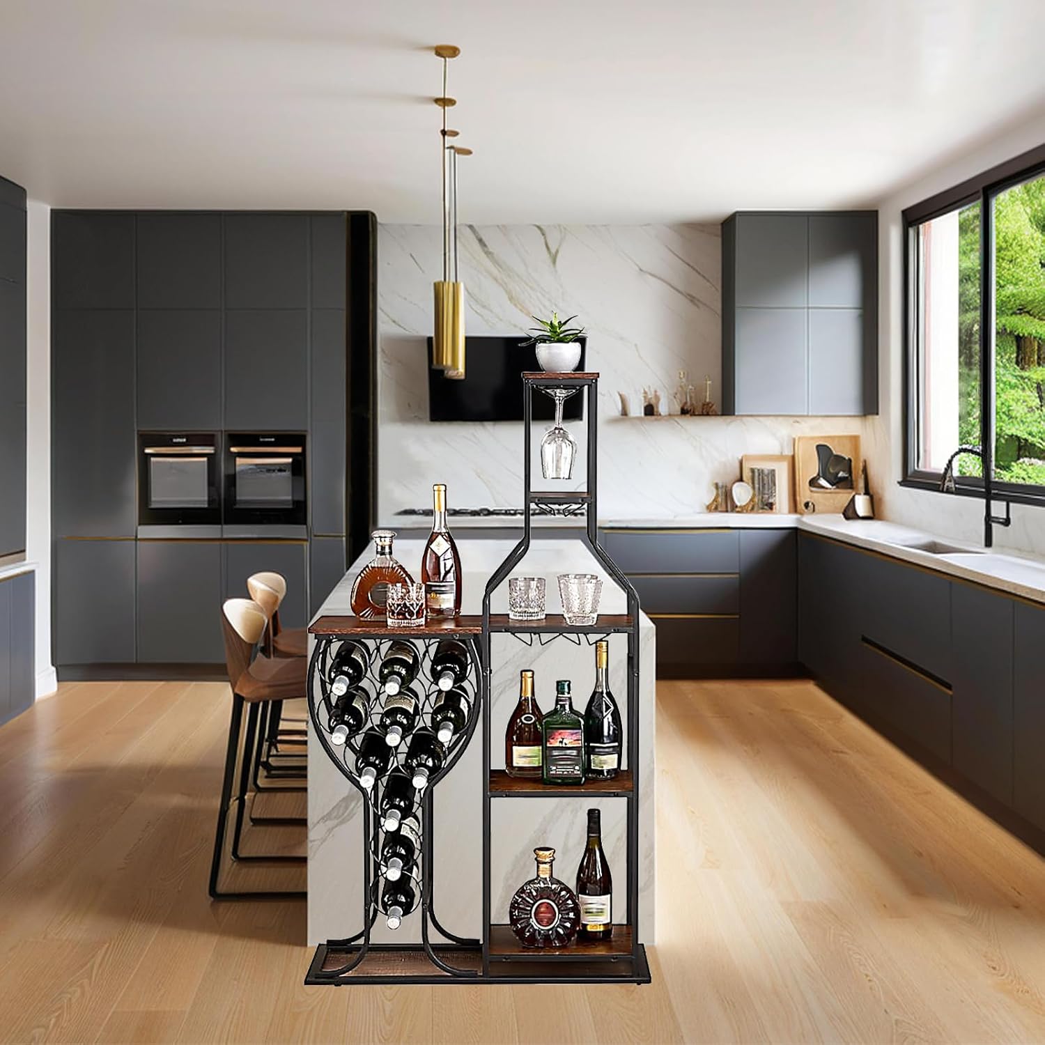 5-Tier Wine Rack Freestanding  - Home Bar And Cabinet 评论和价格
