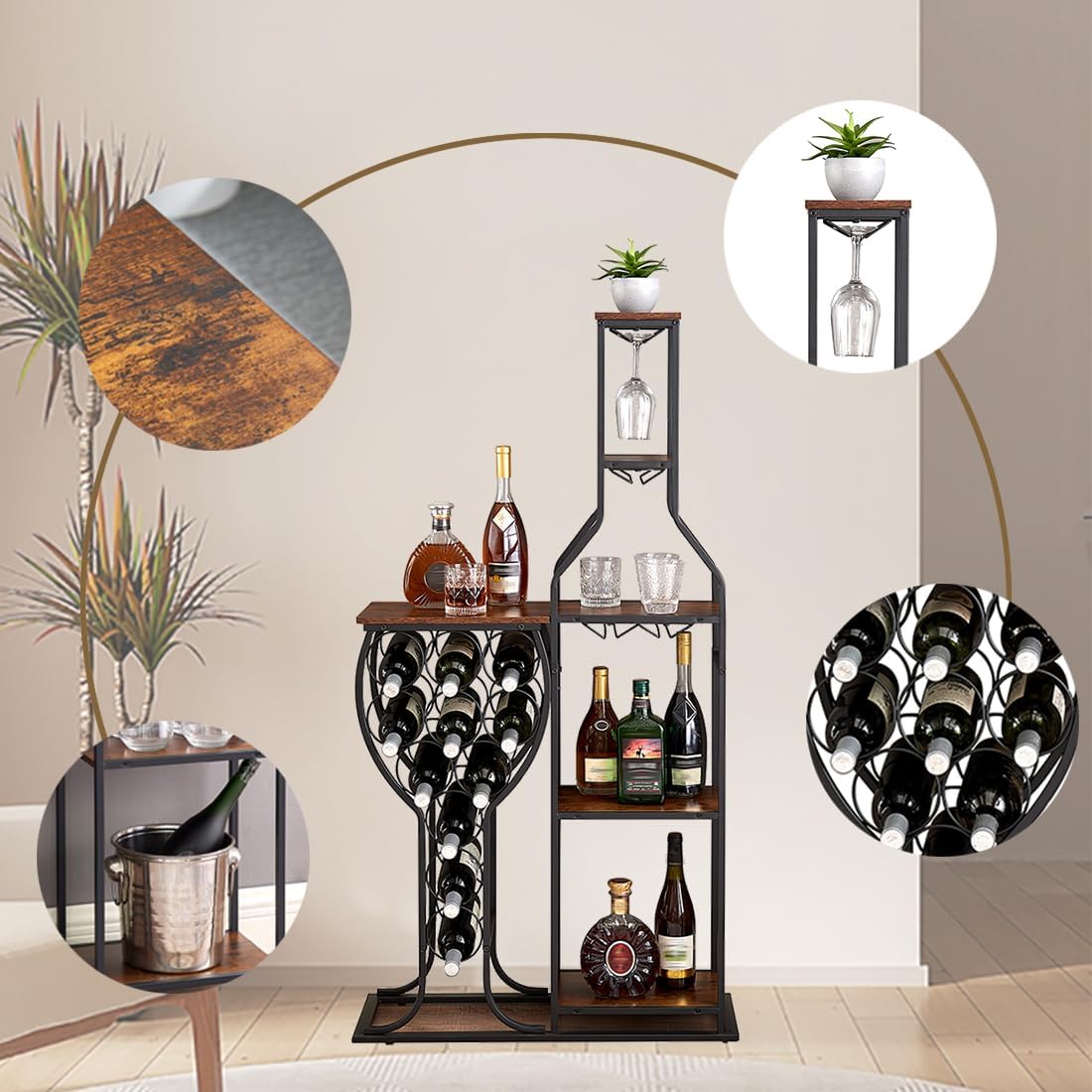 5-Tier Wine Rack Freestanding  - Home Bar And Cabinet 评论和价格