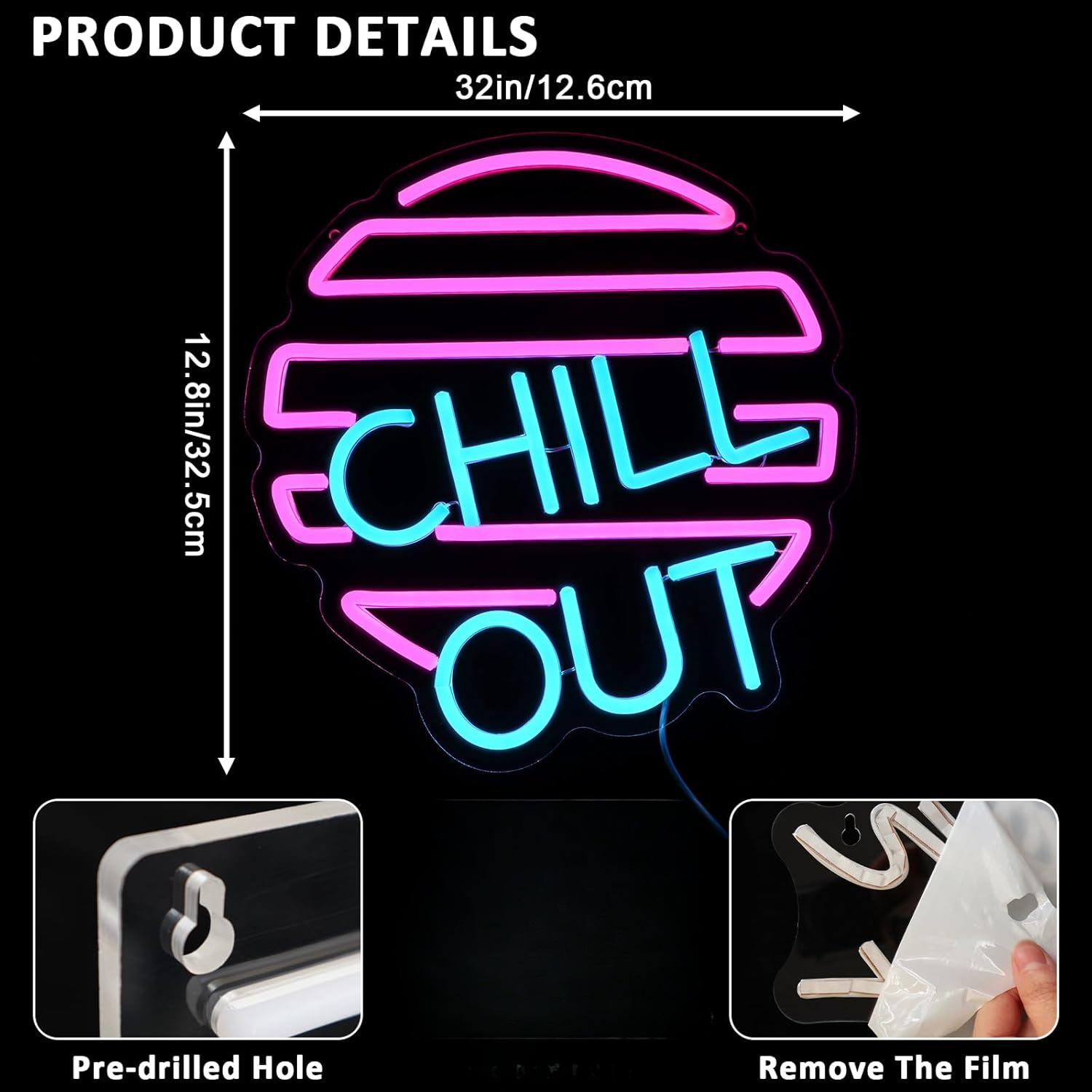 Chill Out Neon Sign for Wall D - Home Bar Lounge 评论和价格