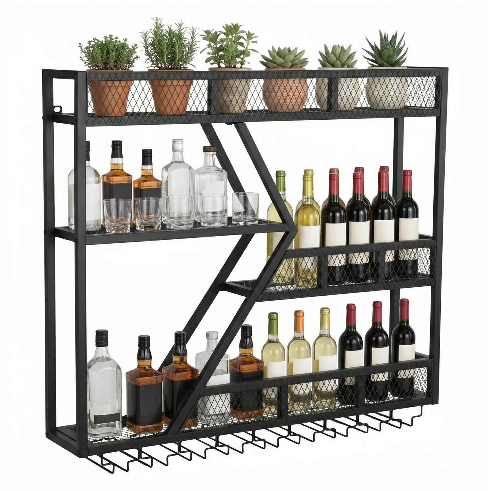39in 3-Tiers Liquor Bottle Dis - Home Bar Shelves 评论和价格