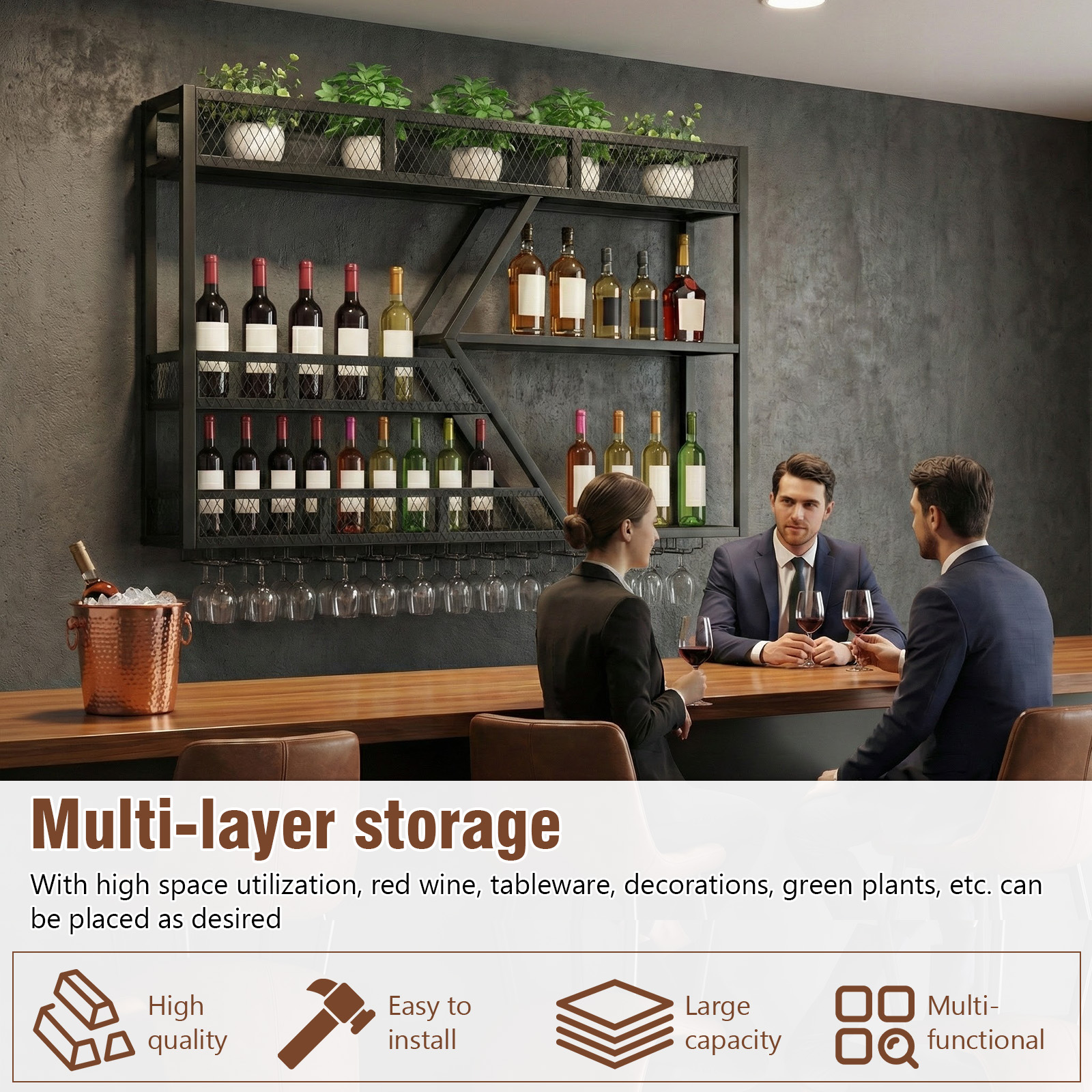 39in 3-Tiers Liquor Bottle Dis - Home Bar Shelves 评论和价格