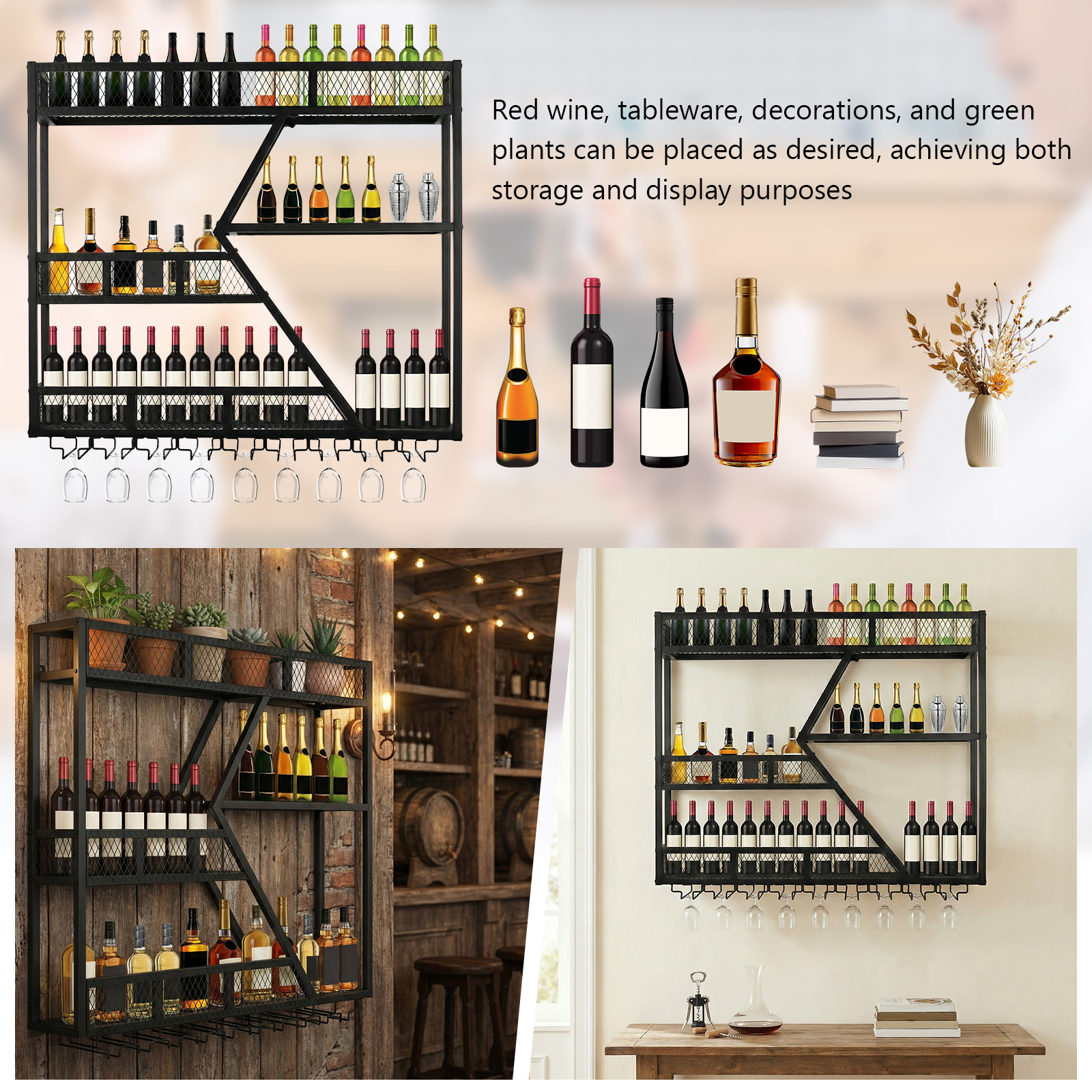 39in 3-Tiers Liquor Bottle Dis - Home Bar Shelves 评论和价格