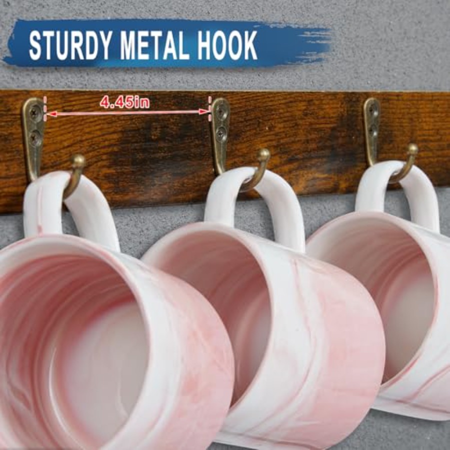Rustic Wood Coffee Mug Rack -  - Home Bar Shelves 评论和价格