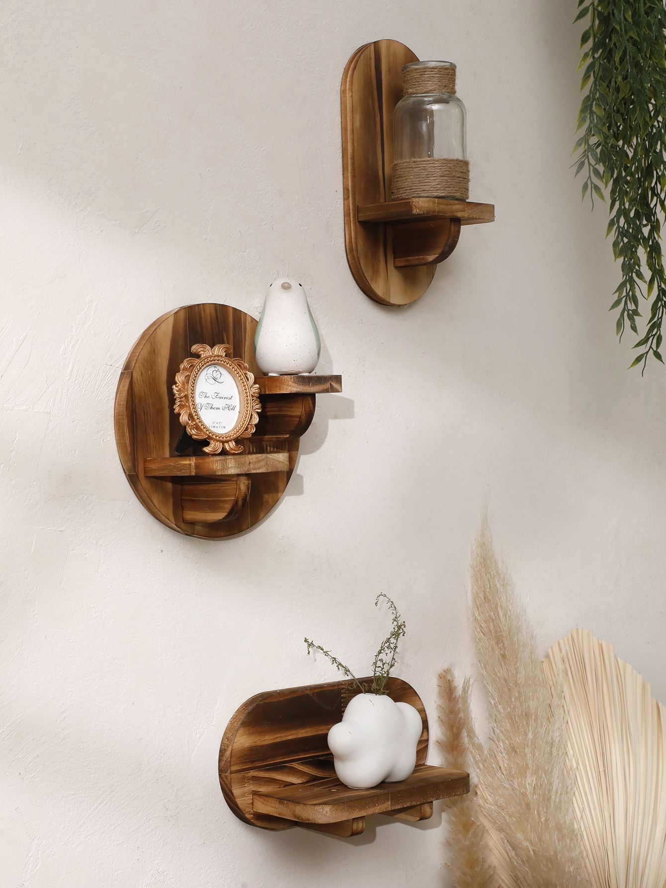 1/2-tier Wooden Shelves Oval C - Home Bar Shelves 评论和价格
