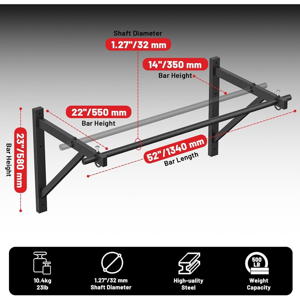 Home Gym Pull-Up Bar - Wall-Mo - Home Bar And Gym 评论和价格