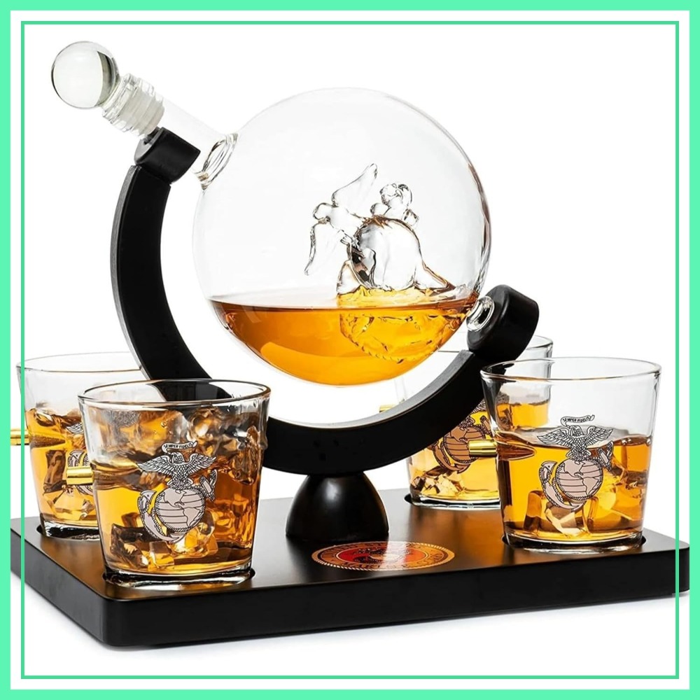 USMC Marine Globe Whiskey Deca - Decanter Globe Set 评论和价格