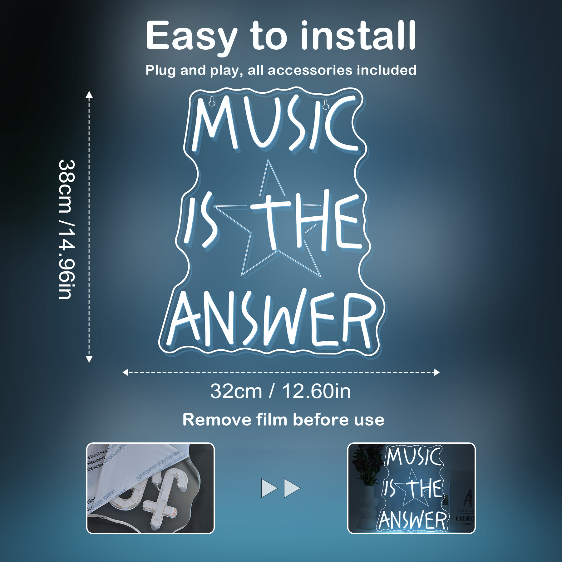 Music Is The Answer Neon Sign  - Home Bar Word 评论和价格