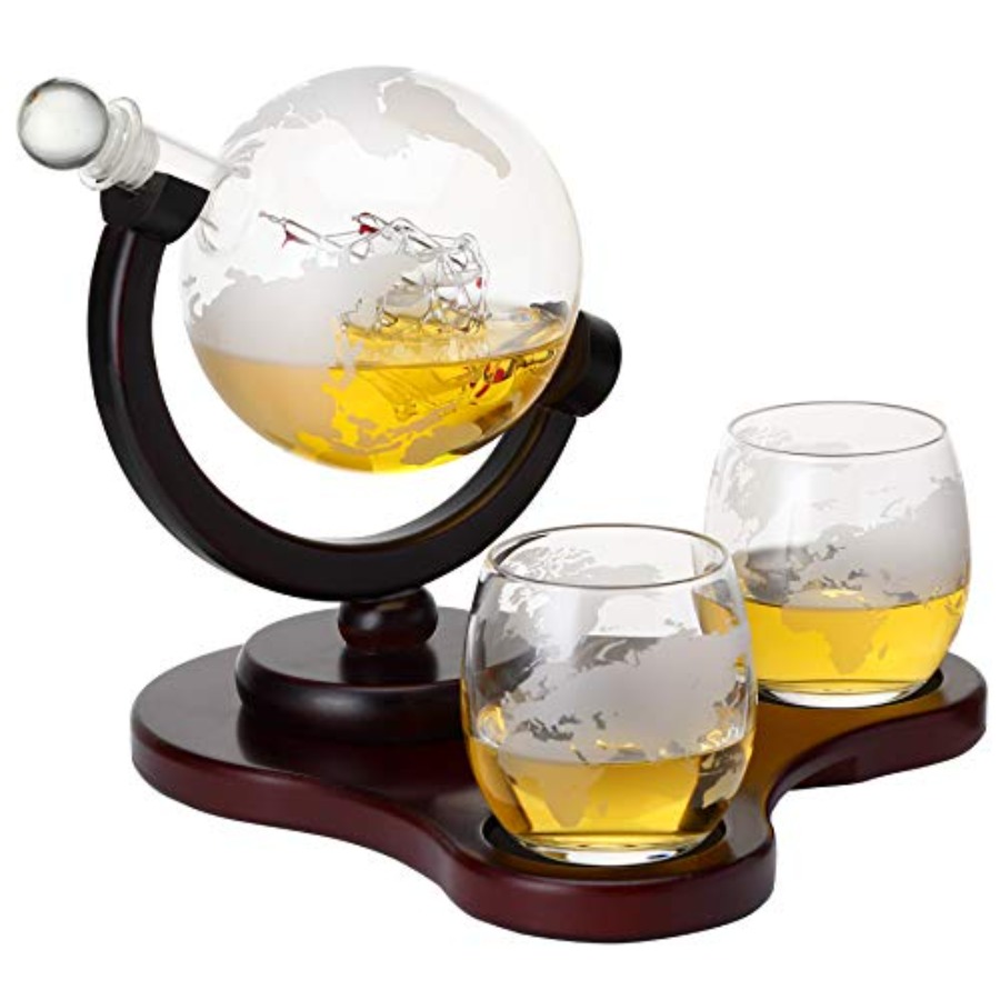 Whiskey Globe Decanter Set wit - Decanter Globe Set 评论和价格